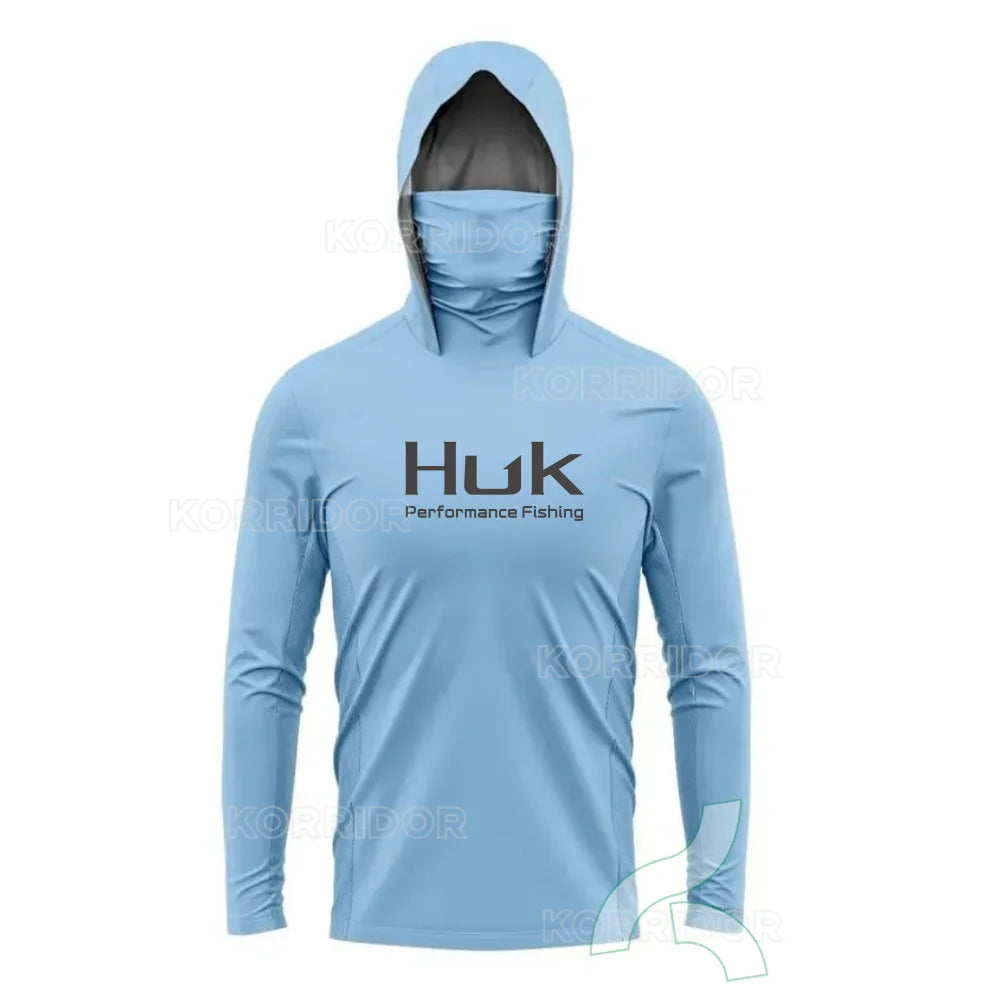 HUK Fishing Clothing Sun Protection Hooded Mask All-in-one Fishing Shirts Upf 50 Long sleeved T-shirt Fishing Apparel Breathable