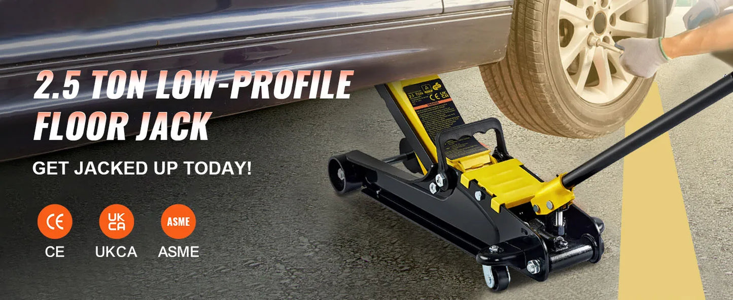 SucceBuy 2.5T Floor Hydraulic Jack Pneumatic Low Profile Floor Jack Heavy-Duty Steel Racing Floor Jack with Piston Lift Pump