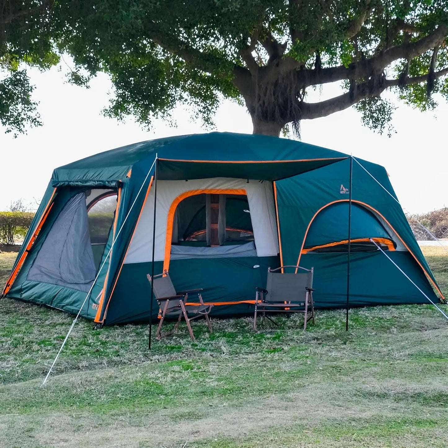 Extra Large 12 Person Family Cabin Tent with Rainfly, Bay Windows, Waterproof for Outdoor Camping