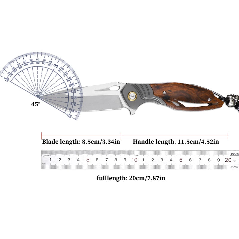 Men's EDC Pocket Knife, High Quality M390 Steel Folding Knife with Sheath, Camping Survival Hunting Pocket Knife, Hiking