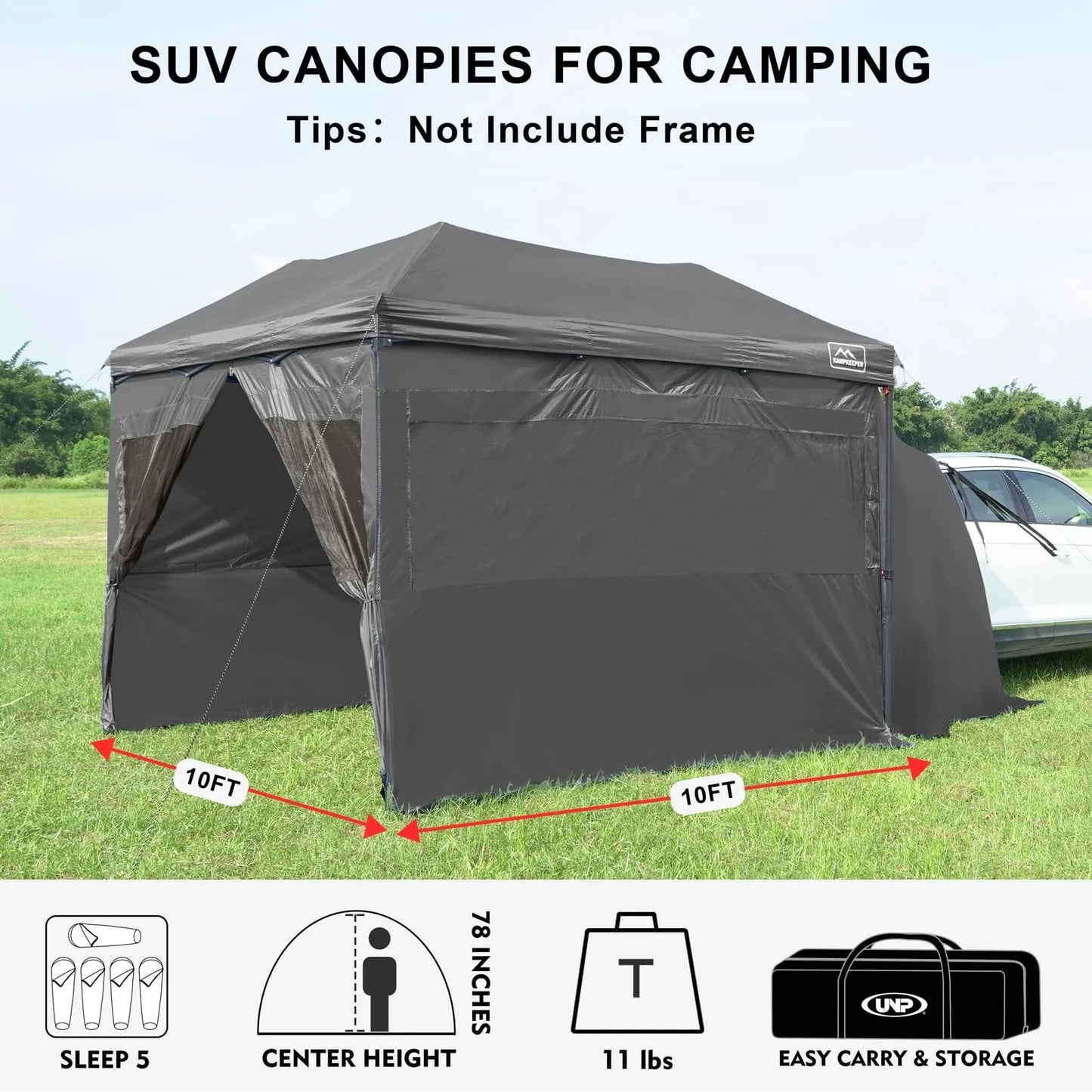 GazebosTent Cube 10x10 Converts Canopy into Spacious Camping Tent with Removable Walls Perfect for Outdoor Adventures and Easy