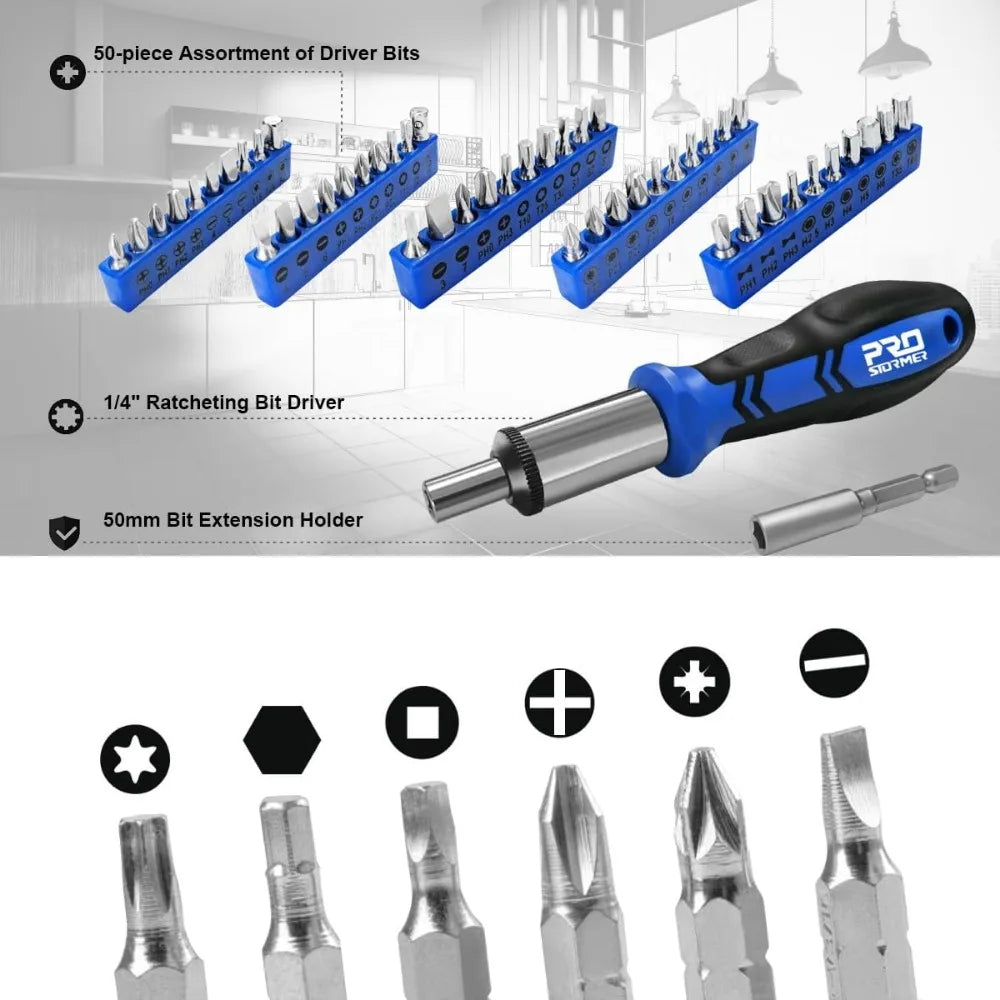 259-Piece Complete Tool Kit with Storage Box for Home and Car Repairs, Portable DIY Hand Tool Set