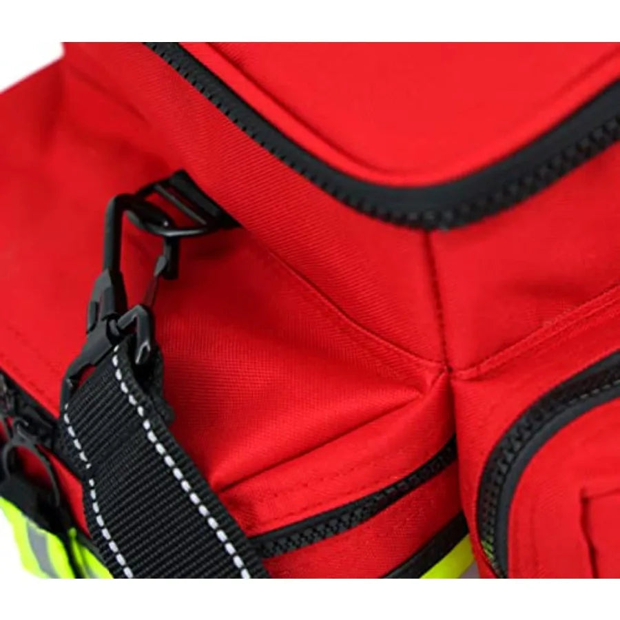 Lightning X Mid-Sized First Responder EMT Bag LXMB25 Fully Stocked w/ 240+ First Aid EMS Trauma Supplies - RED