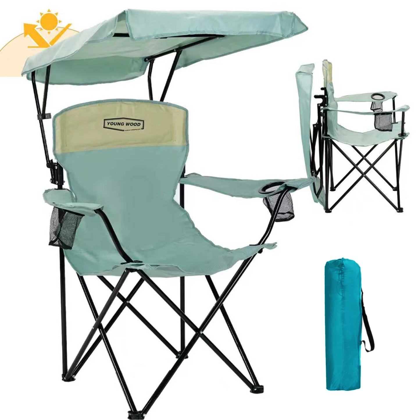 YoungWood Lightweight Travel Chair Portable Folding Camping Chair With Armrests Aluminum Alloy Fishing Chair Outdoor Furniture