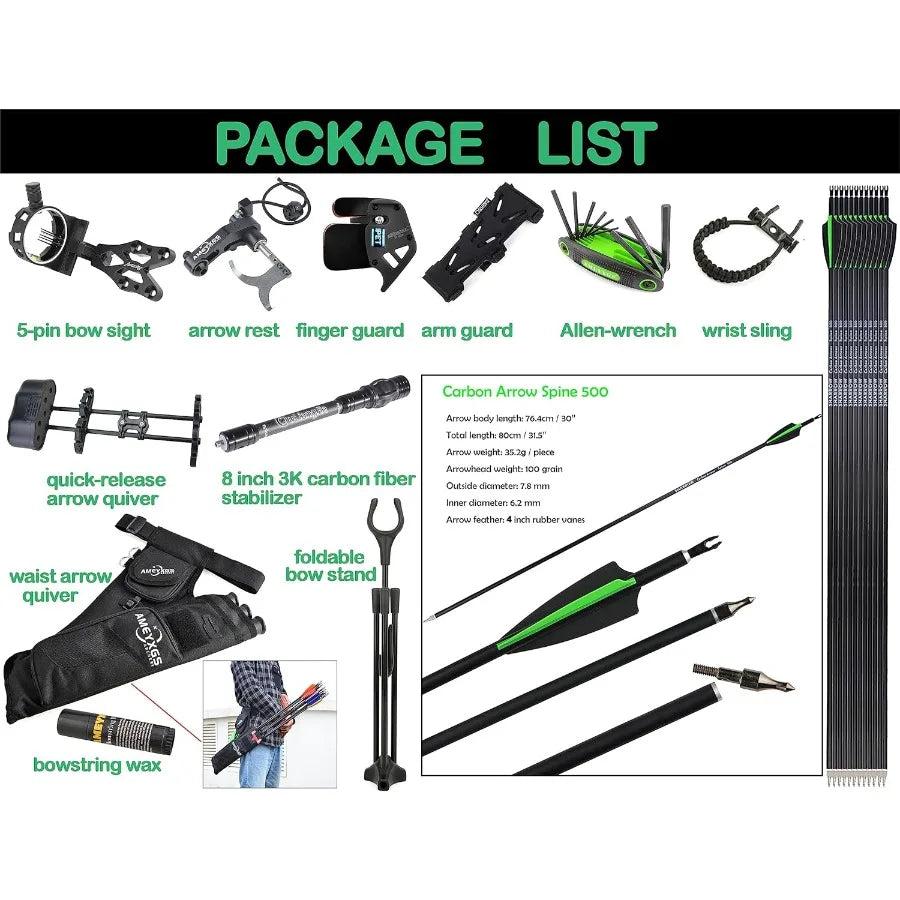 ZSHJGJR Recurve Bow American Hunting Bow 320FPS Draw Weight 40-55lbs Adjustable Compound Bow Right Hand for Archery Hunting Fis