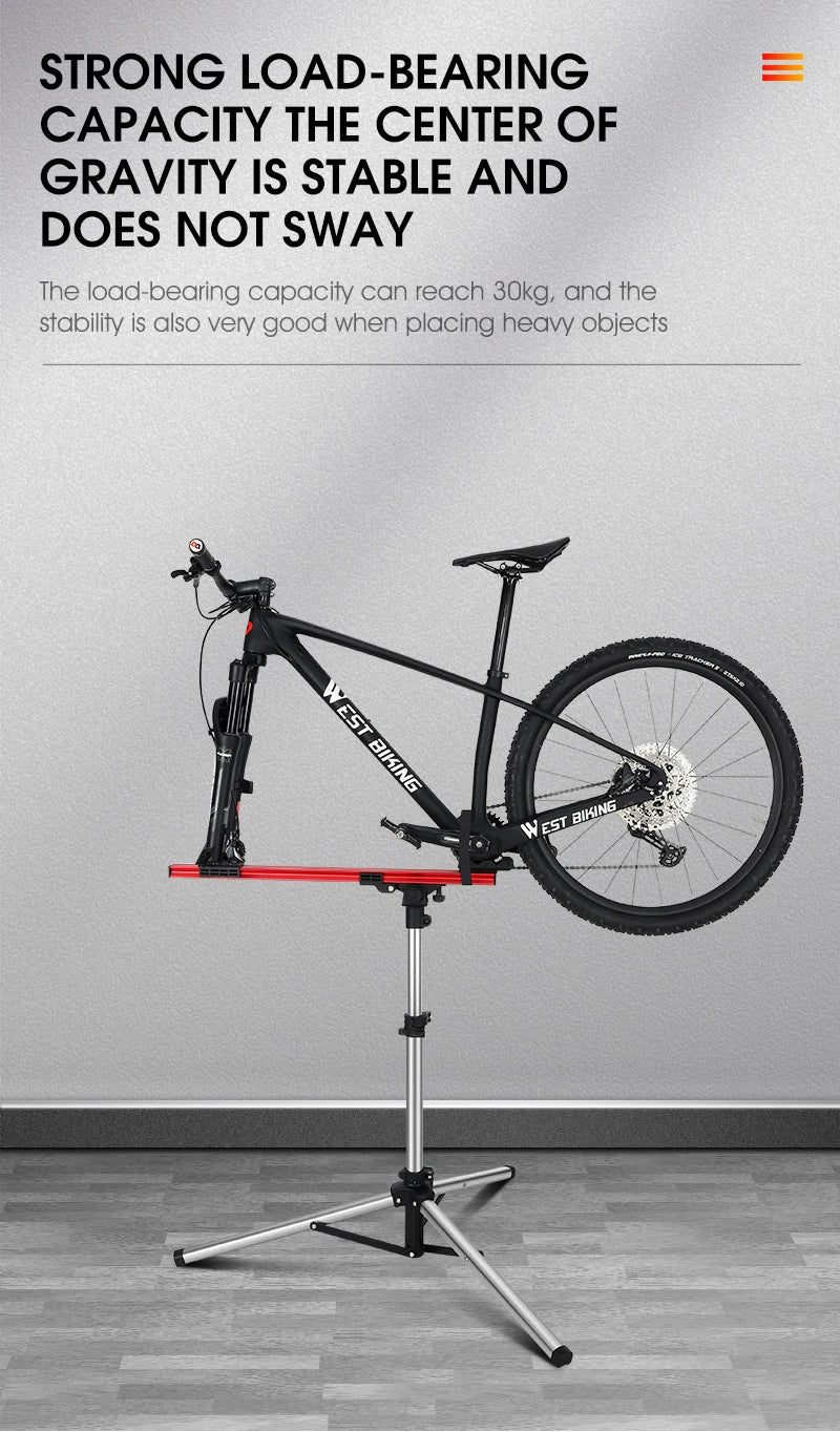 WEST BIKING Portable Bike Repair Stand Aluminum Alloy MTB Road Bicycle Repair Workstand Adjustable Storage Display Stand