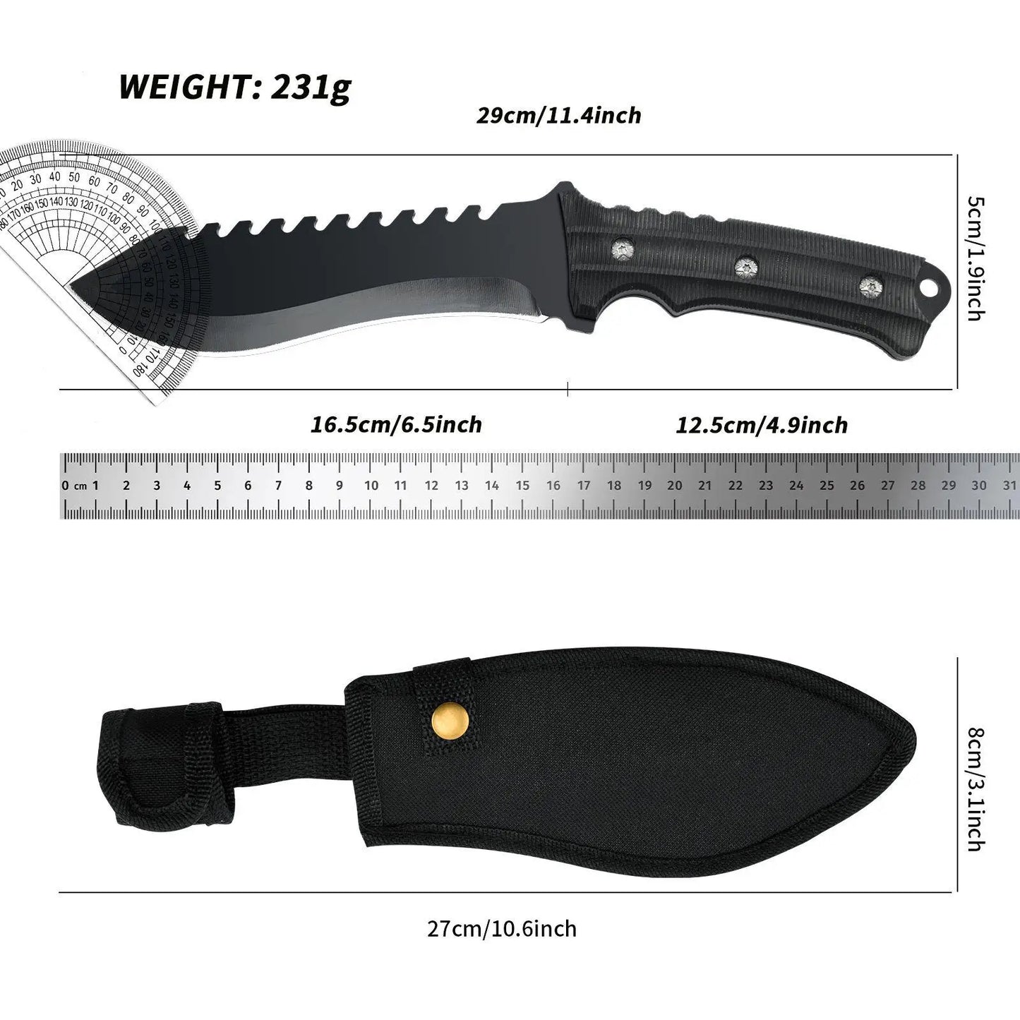 A stainless steel multi-purpose outdoor knife with high hardness is suitable for camping, survival, adventure climbing,