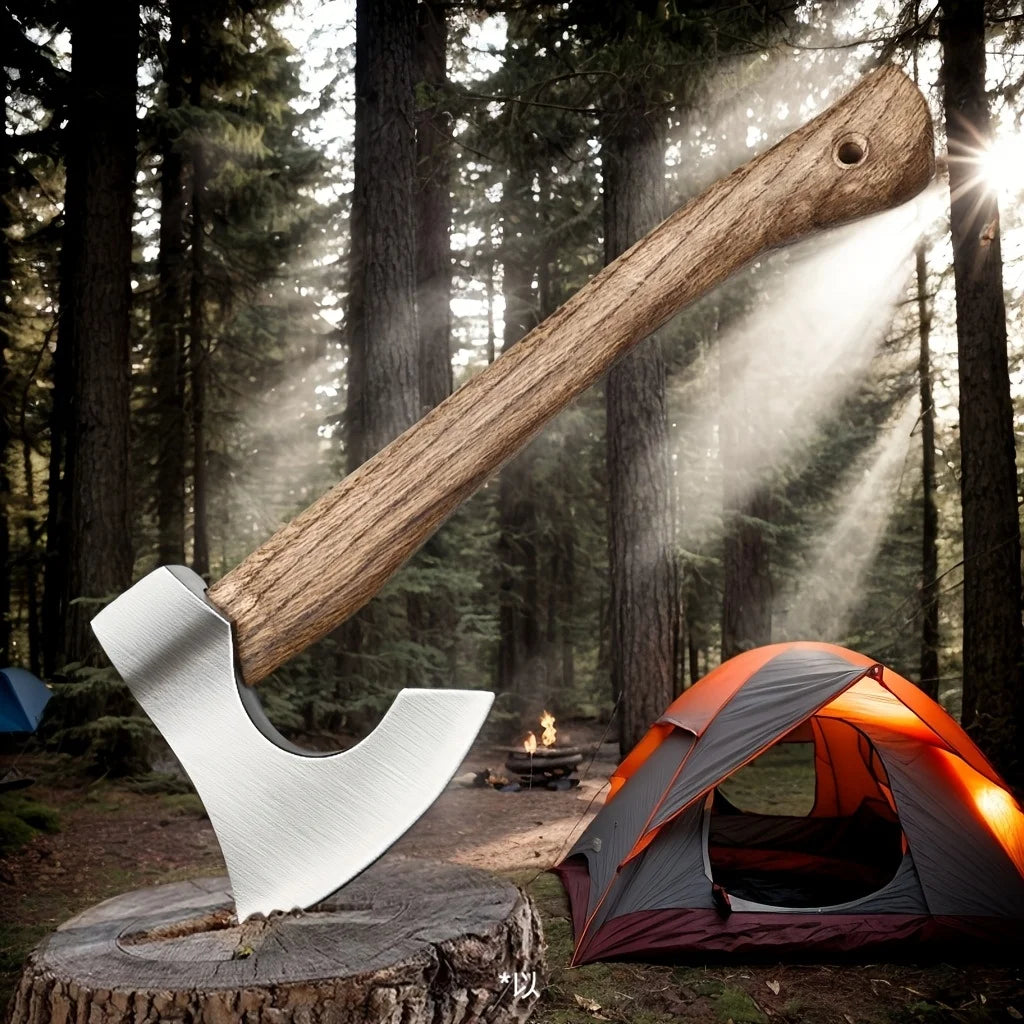 Hand Forged Viking Tomahawk Axe High Manganese Steel Camping Tree Cutting Tool Durable Outdoor Woodworking Firewood Logging Axe