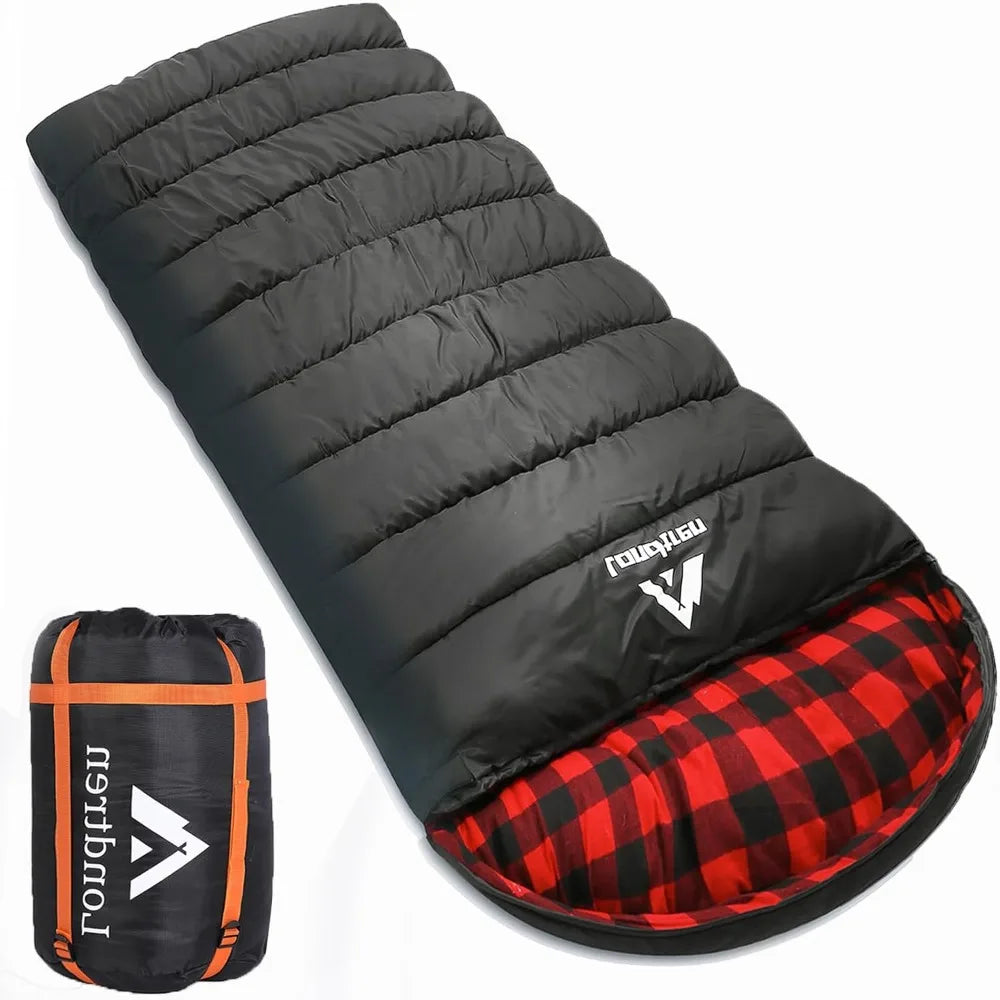 Adults Extra Large 0 Degree Sleeping Bags for Cold Weather Camping, Winter Use Below Zero, 20-15 Flannel, Big and Tall XXL