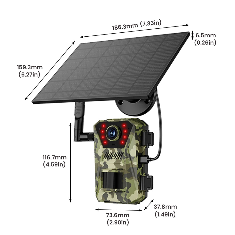 Solar Powered Infrared Outdoor Trail Camera Waterproof Game Wildlife Cam Live Video Game Camera for Wildlife Monitoring