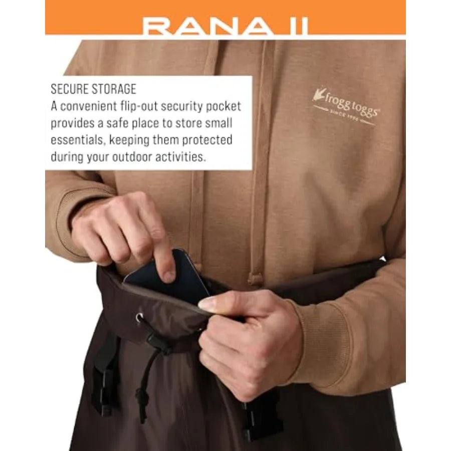 Men's Rana II PVC Waterproof Fishing Boot Feet Chest Wader for Fishing in Black with Durable Material and Enhanced Grip