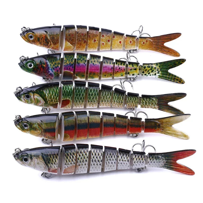 Multi Jointed Fishing Lure Slow Sinking Bionic Segmented Bait 10cm/12.4g Wobble Tackle for Freshwater Saltwater Pesca 5/3/1Pcs