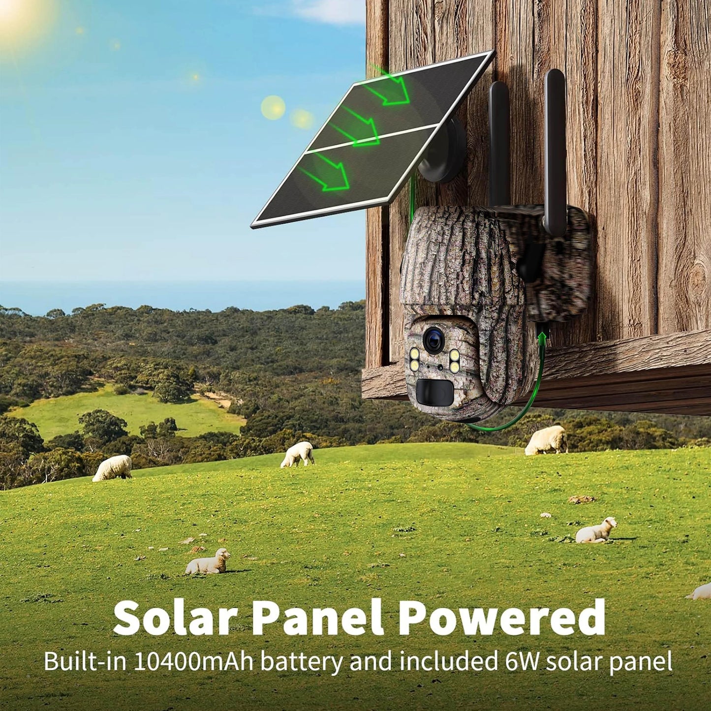 2 Pack 4G LTE Cellular Trail Cameras, Supports Cellular Data Plan, 360°Full View Live Video, 2K HD Game Camera with Solar Power,