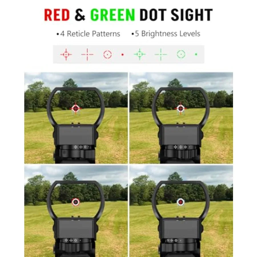 416x50 AO Scope Combo with Green Red Dual Laser Sight 5in1 Combo Featuring Dual Illuminated Optics Scope 4 Reticle Holographic