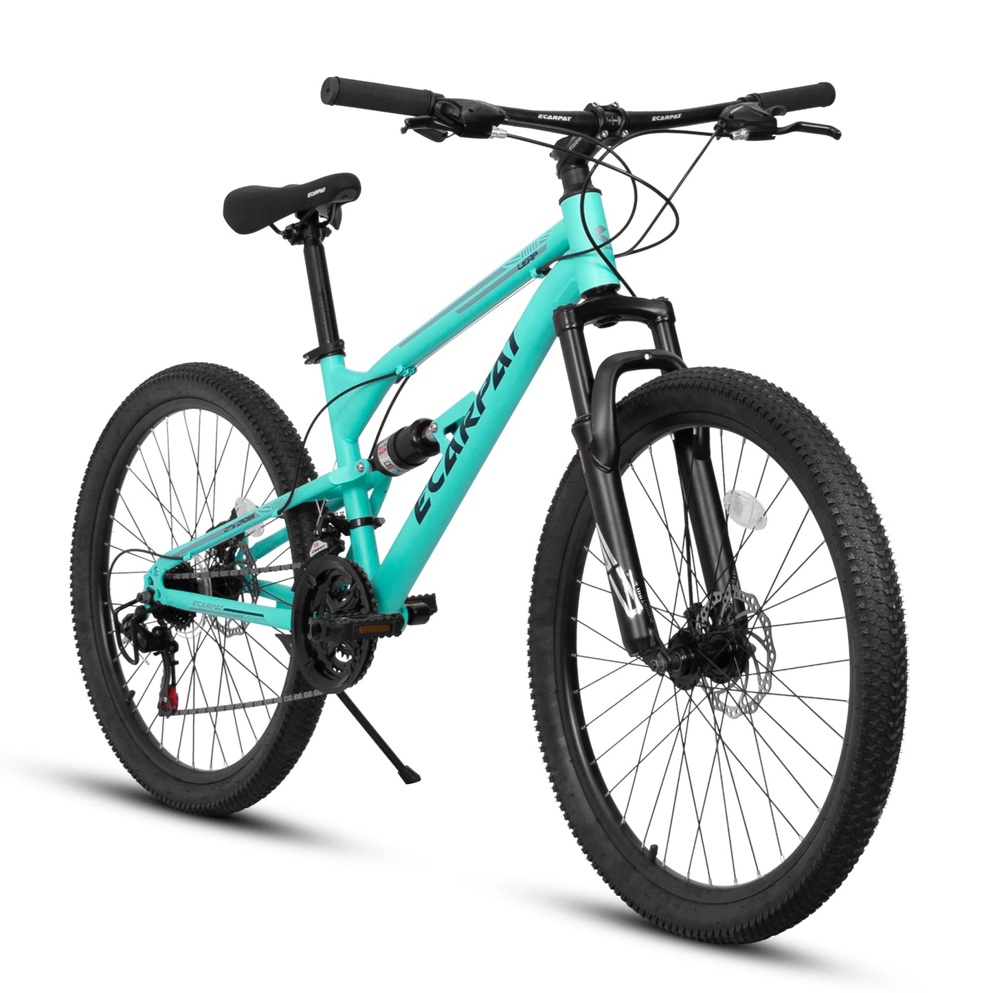 Ecarpat Mountain Bike 26 Inch Wheel, Dual Full Suspension 21-Speed Disc Brakes Thumb Shifter, Carbon Steel Frame Mountain Bike