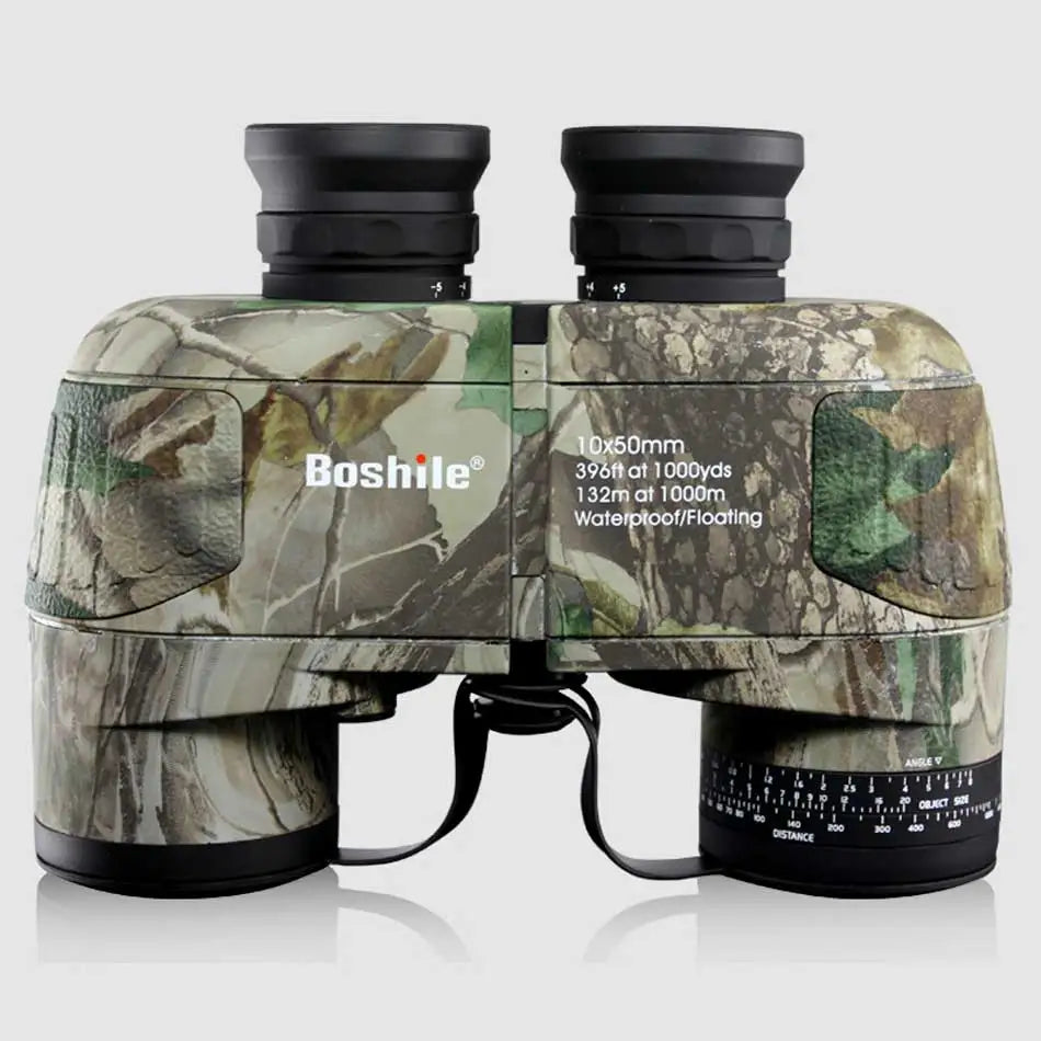 Boshile 10X50 Professional Telescope Military Marine Waterproof Binoculars Night Vision HD BAK4 Rangefinder Distance For Hunting