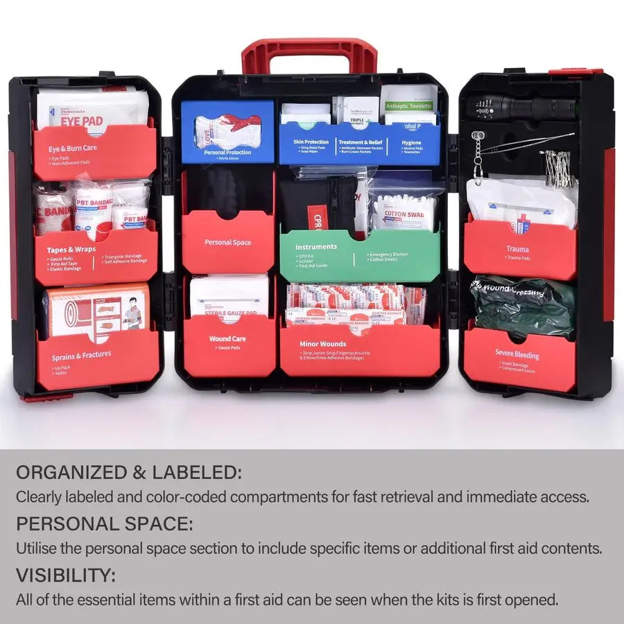 Case First Aid Kit 408 Pcs Wall Mountable Trauma Kit for Car, Home, Office amp Truck Comprehensive Large First Aid Supplies with