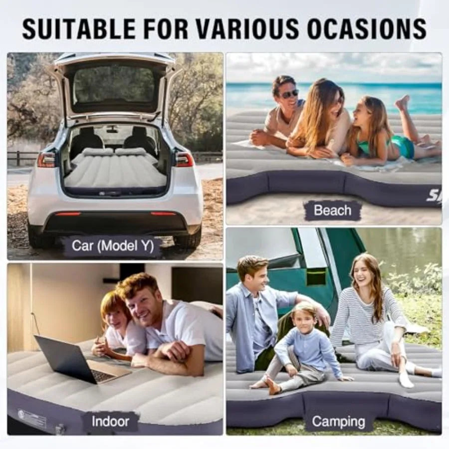 Self-Inflating Car Air Mattress for Tesla Model Y 2025 2024-2020 Juniper Outdoor Camping Air Bed with 2 Pillows Built-in Pump A