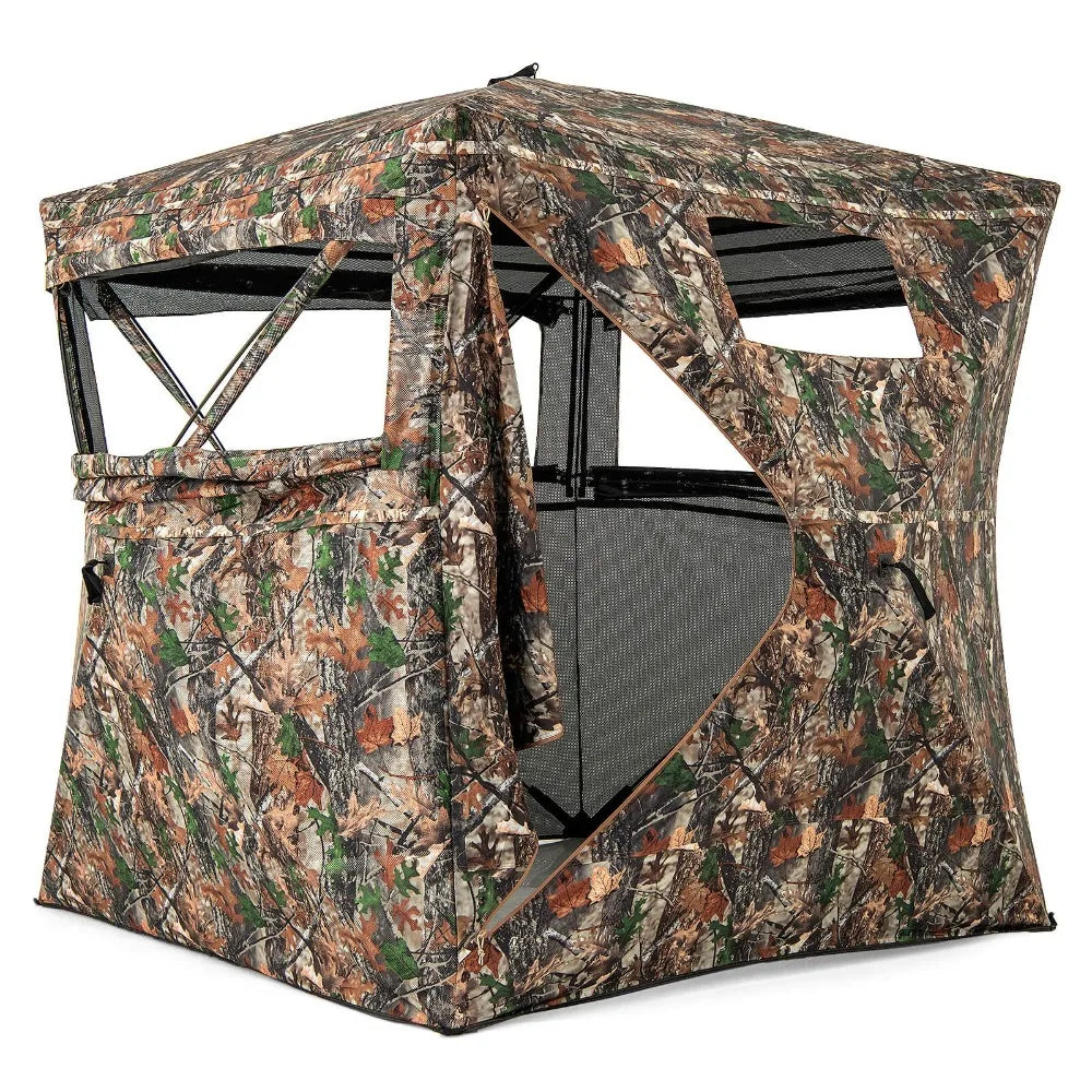 Camouflage Hunting Blind for 3-4 People w/270° Viewing Range Carrying Bag