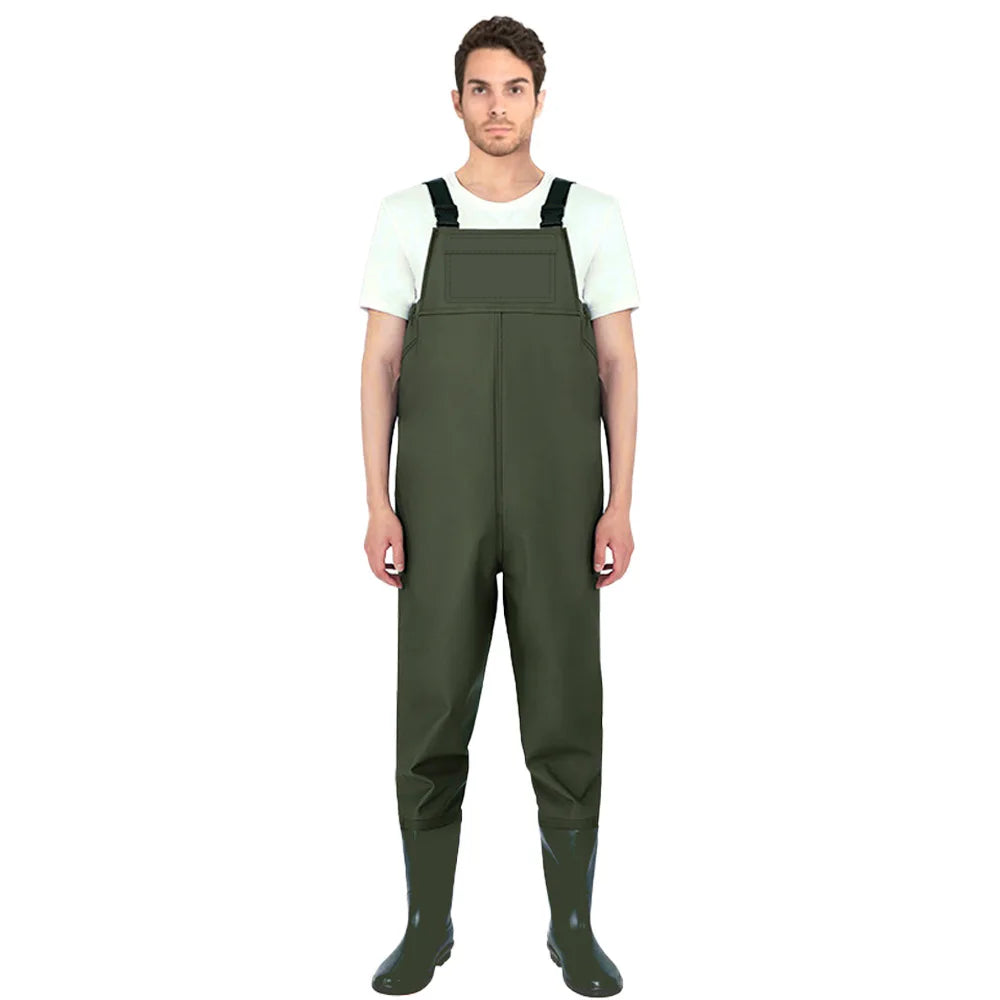 Fishing Waders Large Nylon Wader Half Body Fishing Water Pants With Boots Elastic Waist Quick Release Buckles Adjustable