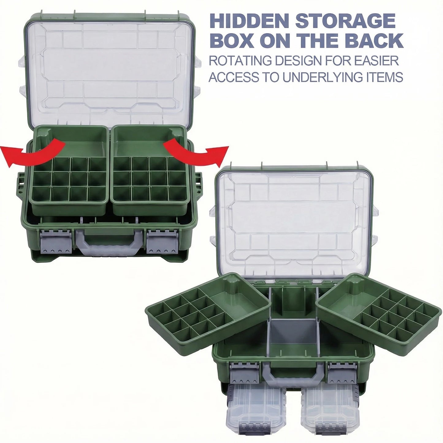 Universal Fishing Tackle Box Removal Inside Design for Fishing Gifts (Green)