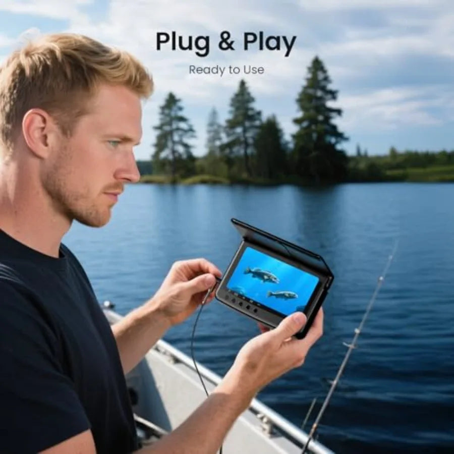 Underwater Fishing Camera 5-Inch 720P DVR Recording with 32GB Storage 8 IR Night Lights 10000mAh Battery 66FT Cable Portable Fi