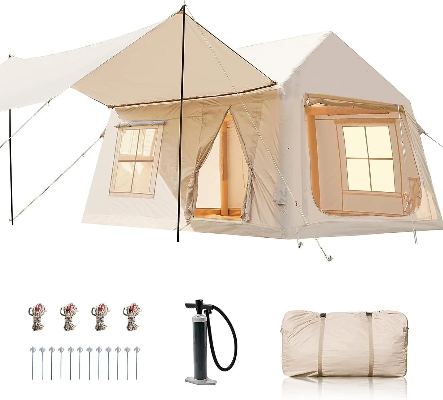 Inflatable Tents for Camping, Large Blow Up Tent with Hand Pump, Easy Setup InflatableTent 4 Season Tent, Waterproof Oxford