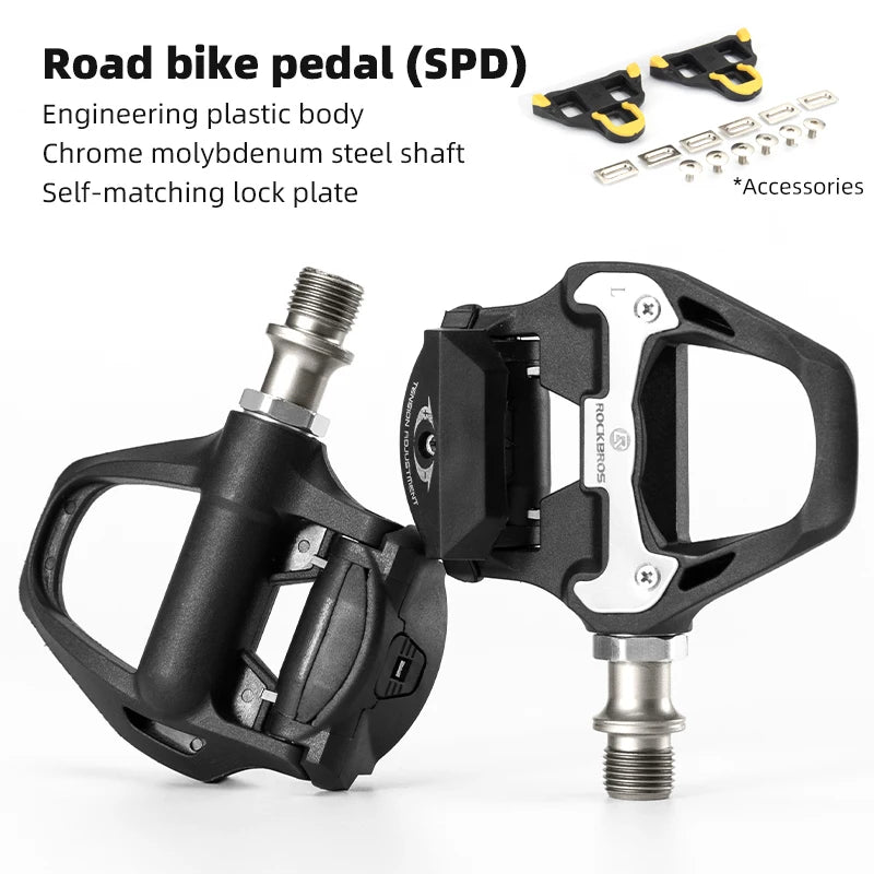 ROCKBROS Bike Pedal SPD-SL Cycling Road Bike Bicycle Self-locking Pedals Ultralight Aluminum Alloy 2 Sealed Bearing Bike Parts