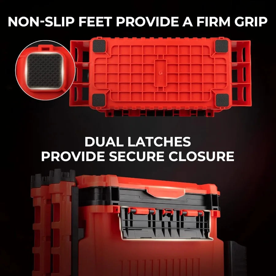 MadBite By KastKing RigHub Portable Tackle Storage Box with Adjustable Rod Holder and Cup Holder Removable Dividers for Fishing