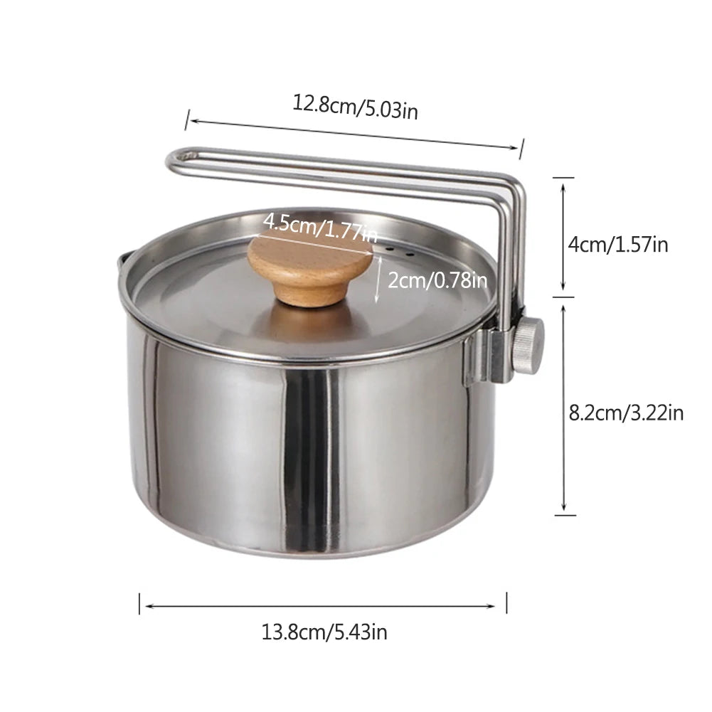 1L Camping Pot 304 Stainless Steel Multifunctional Water Boiling Kettle Pot Cooker Multitool Hiking Picnic Supplies