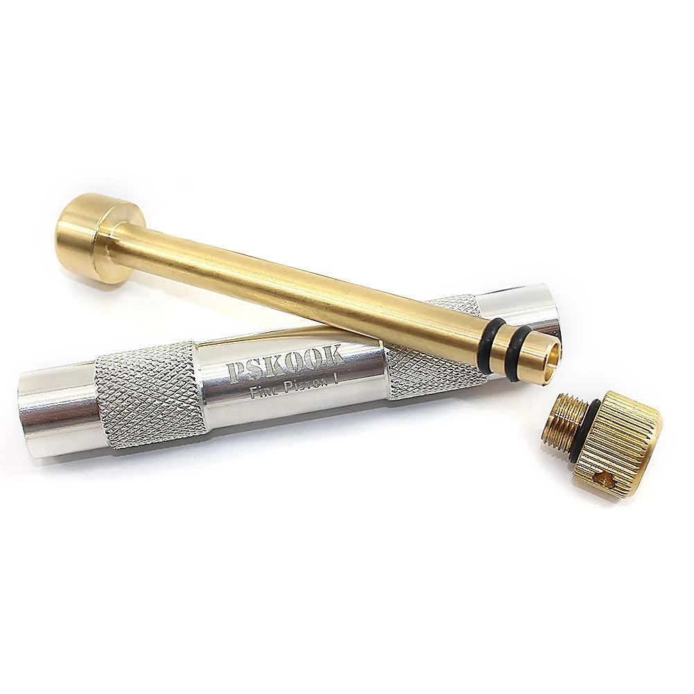 Brass Fire Starter Tube Portable Ignited Piston Firearm Useful Air Compression Fire Tube Survival Tool for Camping