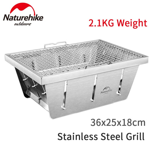 Naturehike Outdoor IGT Stove Portable Folding Stainless Steel Embedded BBQ Picnic Charcoal Grill Oven Tool Camping Accessories