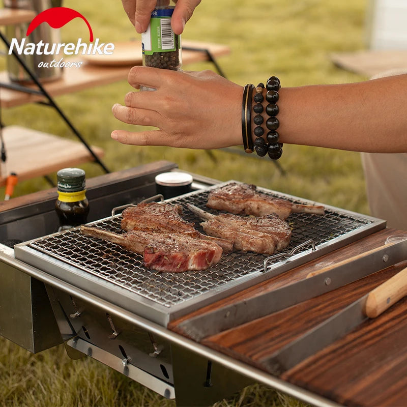 Naturehike Outdoor IGT Stove Portable Folding Stainless Steel Embedded BBQ Picnic Charcoal Grill Oven Tool Camping Accessories