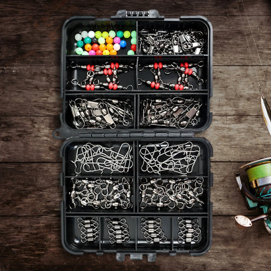 140pcs Fishing Tools Accessories Kit Set Boxed Pins Outdoor Fishing Accessories Set Center Pass Swivels Carp Fishing Accessories