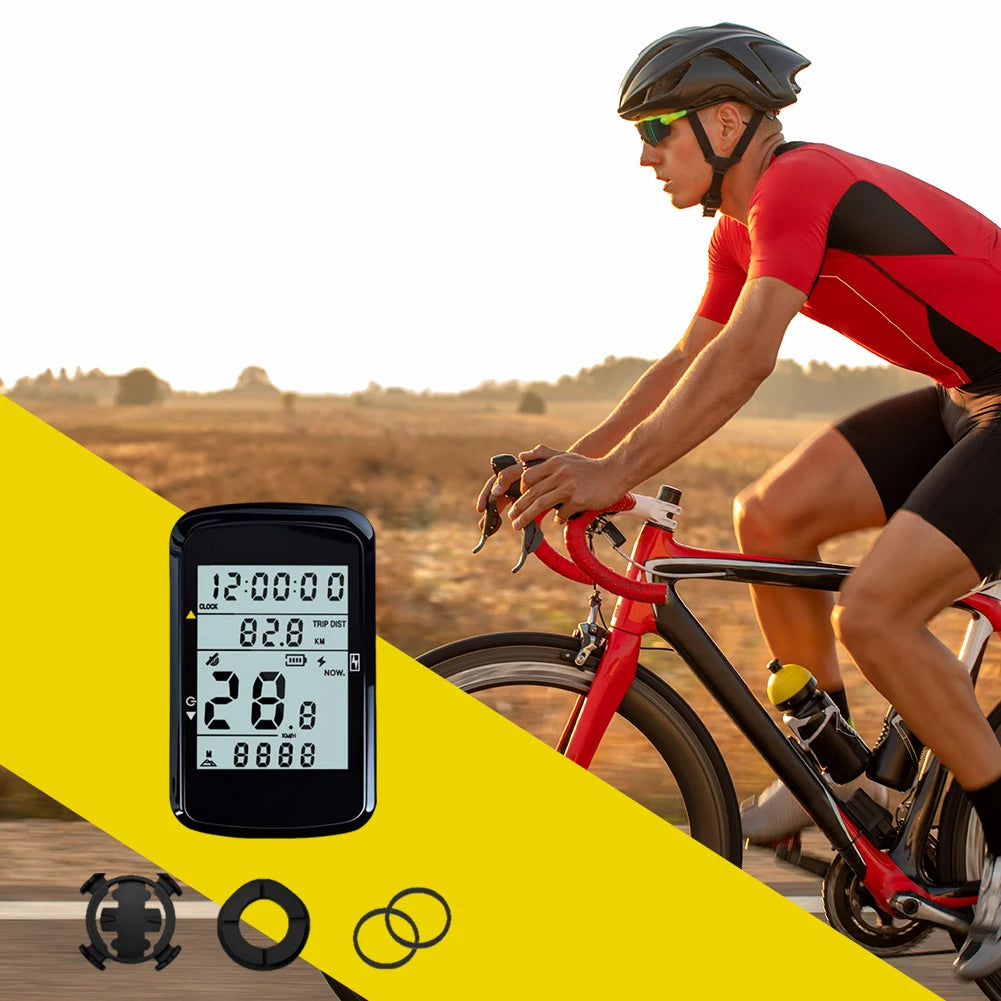 Wireless Bicycle Computer 2.4 Inch Screen GPS Bike Speedometer with Backlight Cycling Odometer Rechargeable Bike Accessories