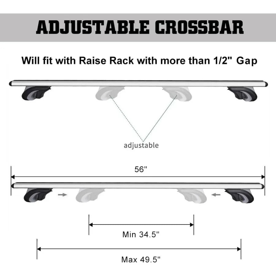 Aluminum Universal 56'' Roof Rack Cross Bars Existing Raised Side Rail with Gap 200 lbs Load Capacity