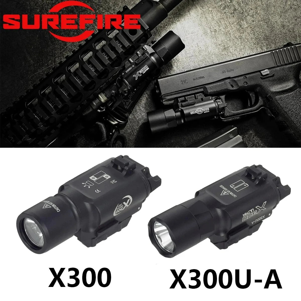 SureFire X300 X300U X300U-A Ultra Weapons Gun Flashlight Metal Airsoft Weapons Pistol Light Hanging Hunting Flashlight