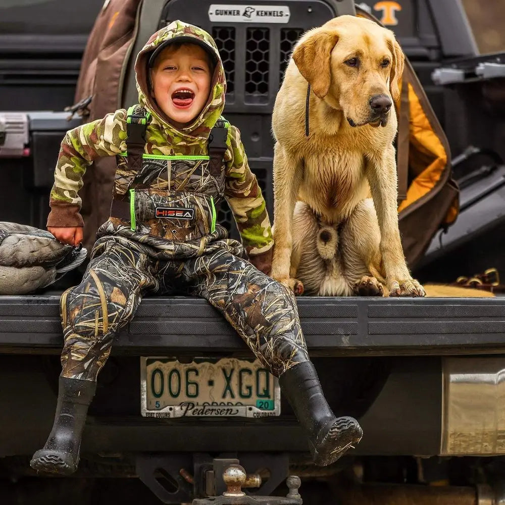 HISEA Kids Chest Waders for Toddler & Children, Youth Neoprene Waterproof Hunting Fishing Wader with Insulated Boots Boy Girl