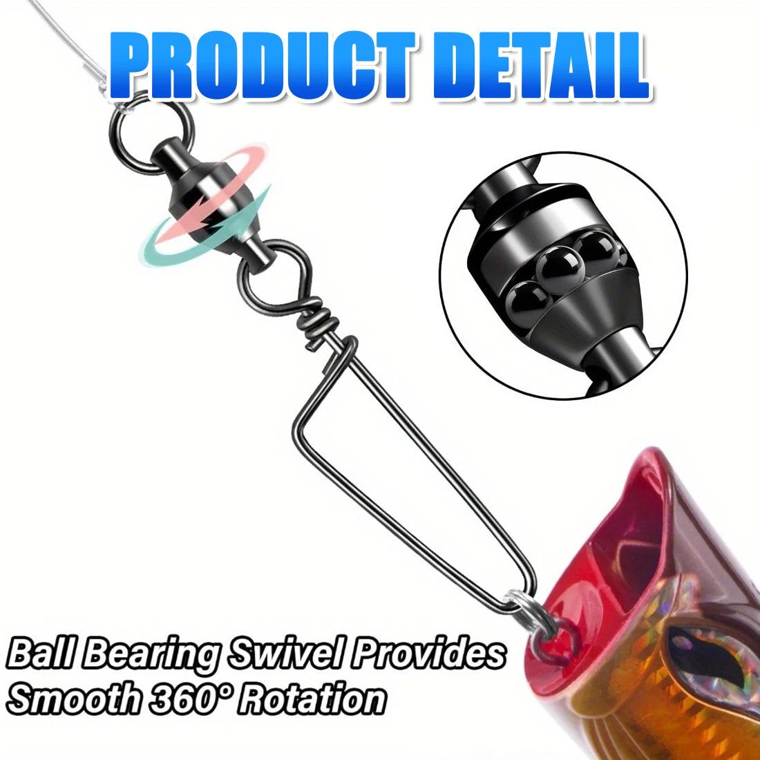 FishTrip Fishing Snap Swivels Ball Bearing Swivels with Stainless Steel Coastlock Snap Corrosion Resistant Black Nickel Coating