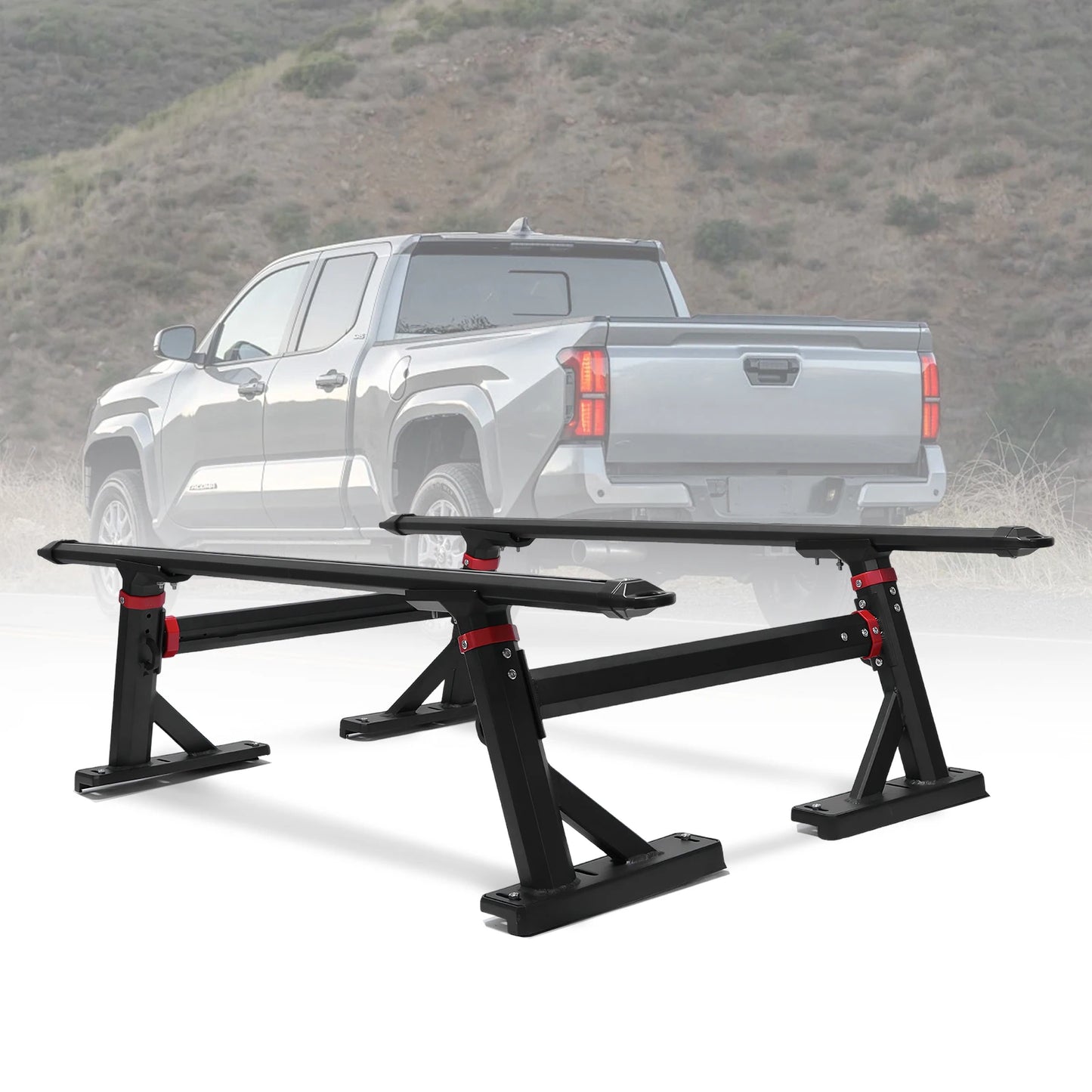 Universal Truck Ladder Rack Crossbar 800 LBS Capacity Aluminum 18-28''High Adjustable for Ford F-Series/Ram/Tacoma/Tundra/Canyon