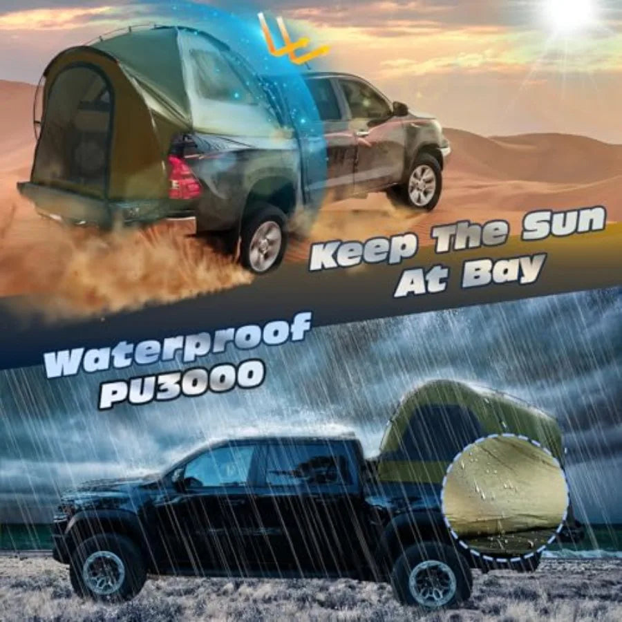 Truck Bed Tent Waterproof PU3000mm Pickup Truck Tent for Camping Bed 2-3 Person Sleeping Truck Tent Portable for Car Camping