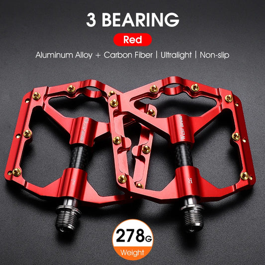 WEST BIKING Bicycle Pedal Three Bearing MTB Road Bicycle Pedal Aluminum Alloy Anti Slip Universal Bicycle Accessories
