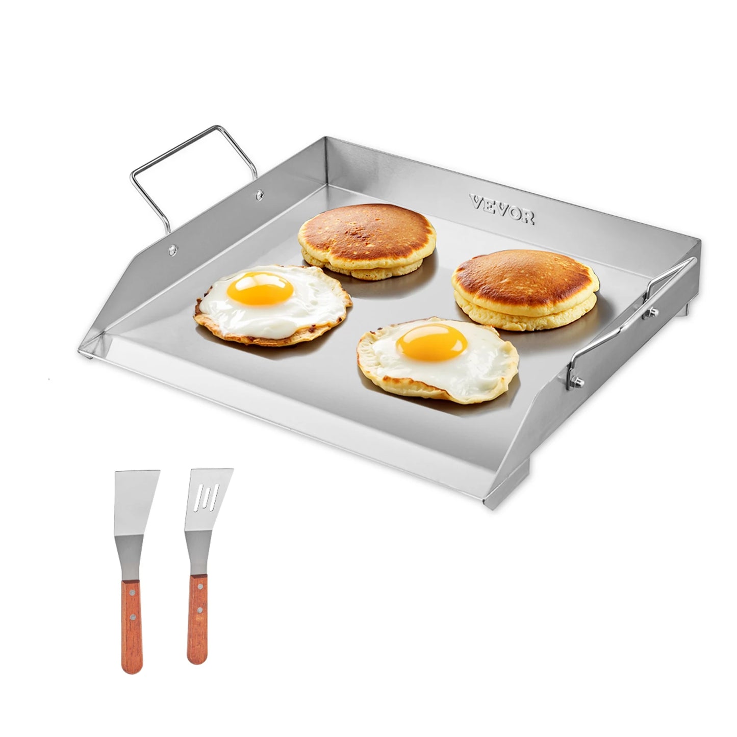 SucceBuy Stainless Steel Griddle Flat Top Rectangular Plate Grill-Top Griddle Pan Gas Grill Griddle for BBQ Portable Cookware