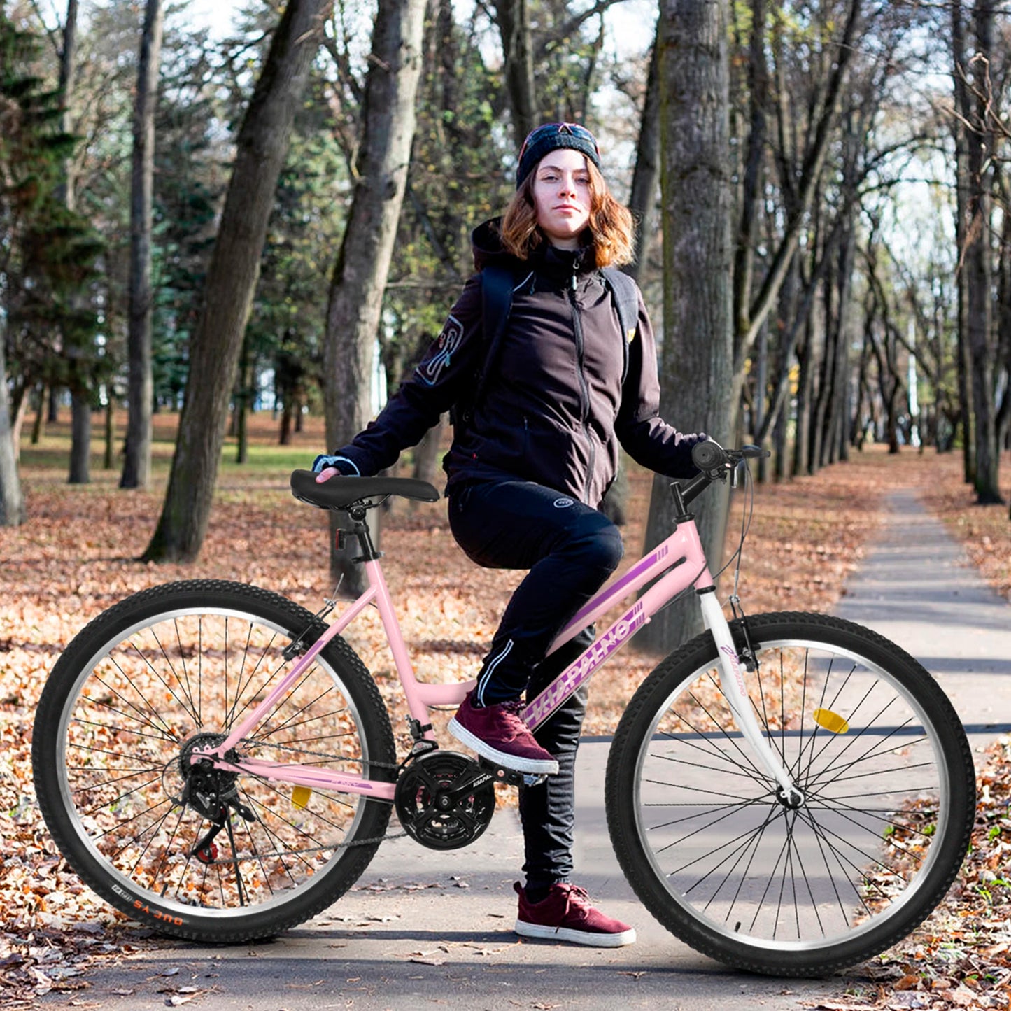 Ecarpat Womens Girls 24 26 Inch Mountain Bike, 21 Speed Outdoor Cycling Bike, Womens' Bicycles V-Brake High Carbon Steel Frame