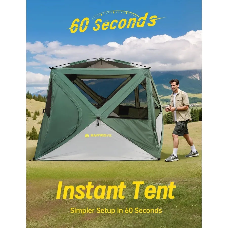 Camping Tent 4 Person Tent for Camping Setup in 60 Seconds 4 Person Pop up Tents Hub Tents WaterResistant Windproof Instant Cab