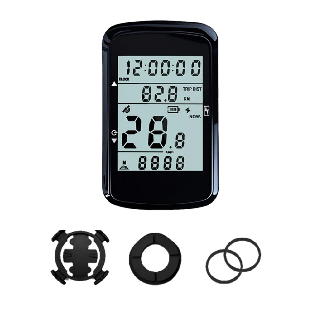 Wireless Bicycle Computer 2.4 Inch Screen GPS Bike Speedometer with Backlight Cycling Odometer Rechargeable Bike Accessories