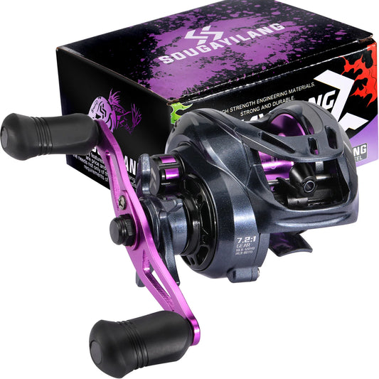 Sougayilang Baitcasting Fishing Reel 8+1BB 7.2:1 Gear Ratio Magnetic Brake System Fishing Wheel Max Drag 17.6LB Fishing Reel