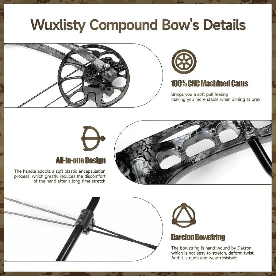 Compound Bows Draw Weight 30-70lbs Ready to Shoot Bow and Arrow Set for Adults Archery Set Come with All The Accessories