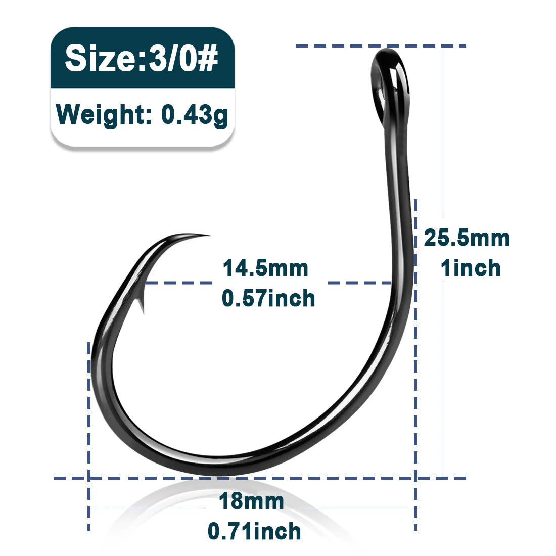 Inline Circle Hooks Saltwater Fishing Catfish Hook 25~100Pcs Wide Gap Non-Offset Circle Hook for Bass Walleye Crappie Freshwater