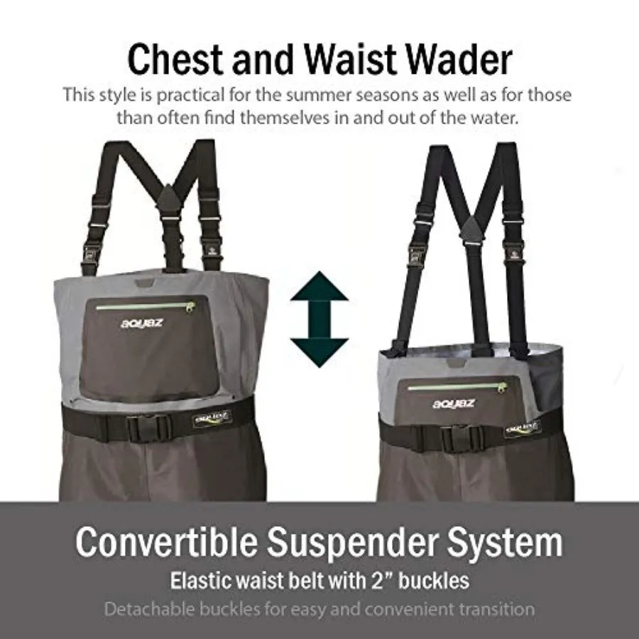 Wadertek Convertible Wader Breathable Heavy Duty Stockingfoot Fishing Wader Olive Green Waterproof and Durable for All-Day Fish